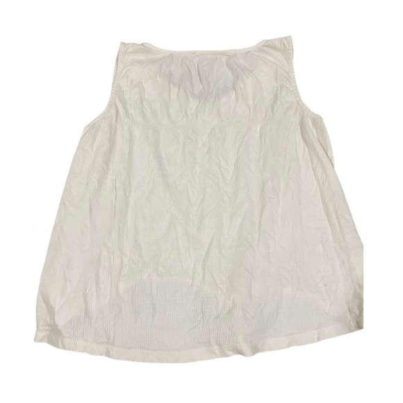 LOFT egg shell white sleeveless top, size small with a tie front and buttons. - Picture 2 of 3